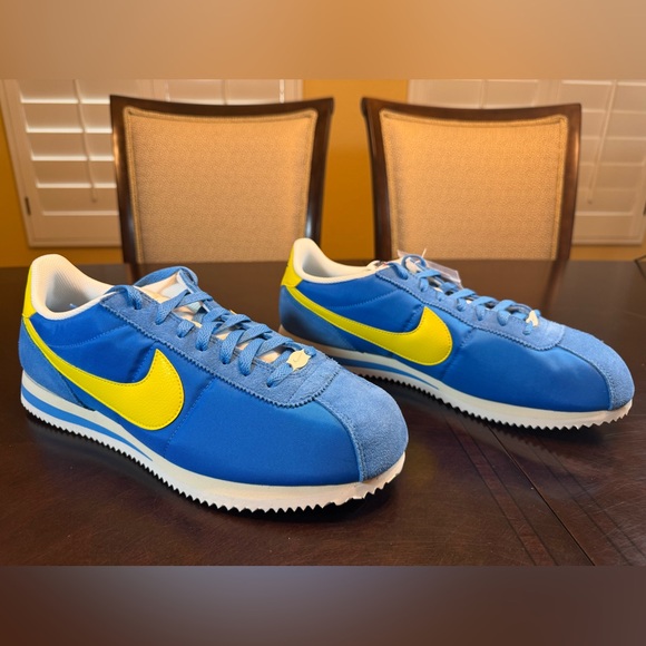 New Nike Cortez Blue Yellow Sneaker Shoes Size US 13